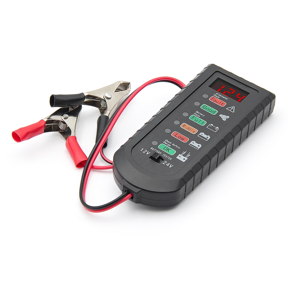 Máy kiểm tra pin ô tô kỹ thuật số 12V / 24V 6 đèn LED kỹ thuật số cho máy phân tích pin Honda Máy phân tích sức khỏe pin ô tô Công cụ chẩn đoán điện áp tự động
