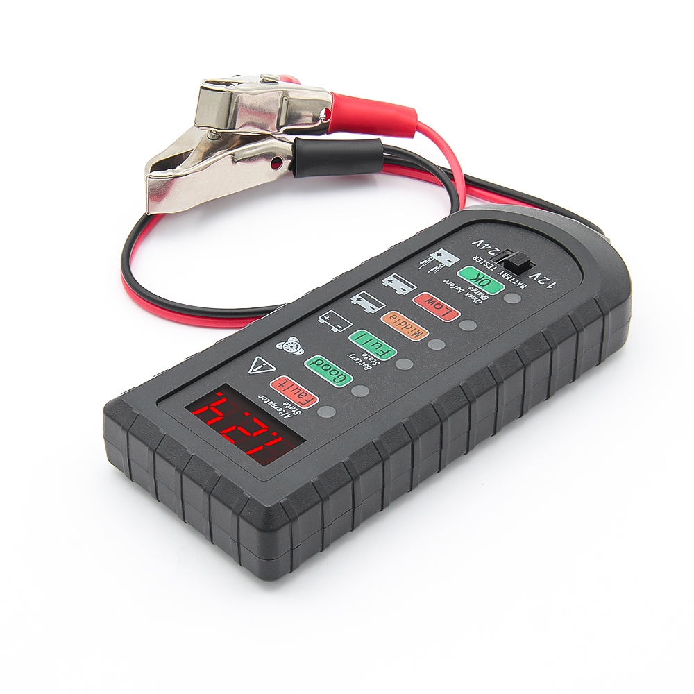 Máy kiểm tra pin ô tô kỹ thuật số 12V / 24V 6 đèn LED kỹ thuật số cho máy phân tích pin Honda Máy phân tích sức khỏe pin ô tô Công cụ chẩn đoán điện áp tự động
