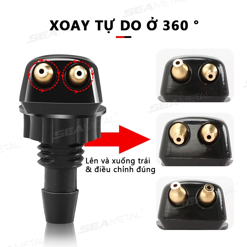 Seametal Kính Chắn Gió Ô Tô Khăn Lau Máy Giặt Xịt Vòi Hai Lỗ Khăn Lau Nước Phản Lực Có Thể Điều Chỉnh Xịt Vòi Kết Nối Bộ Giặt