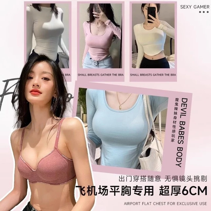 Silk Phoenix 👙 Cốc xốp dày cho bé gái Áo ngực Cotton mềm mại Đồ lót nữ liền mạch Bralette không dây dành cho nữ