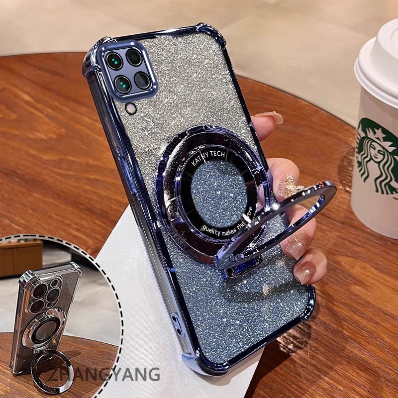 Ốp Lưng Dành Cho Samsung A12 A22 4G M12 M22 M32 Vỏ Điện Thoại Bốn Góc Chống Rơi Thẩm Mỹ Đèn flash 3D Giá Đỡ Điện Thoại Thiết Kế Mới TPU Mềm