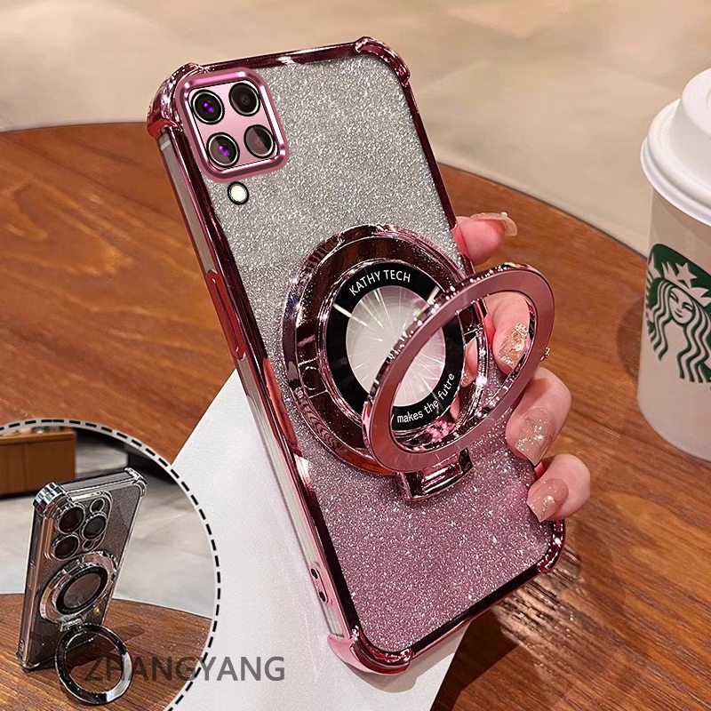 Ốp Lưng Dành Cho Samsung A12 A22 4G M12 M22 M32 Vỏ Điện Thoại Bốn Góc Chống Rơi Thẩm Mỹ Đèn flash 3D Giá Đỡ Điện Thoại Thiết Kế Mới TPU Mềm