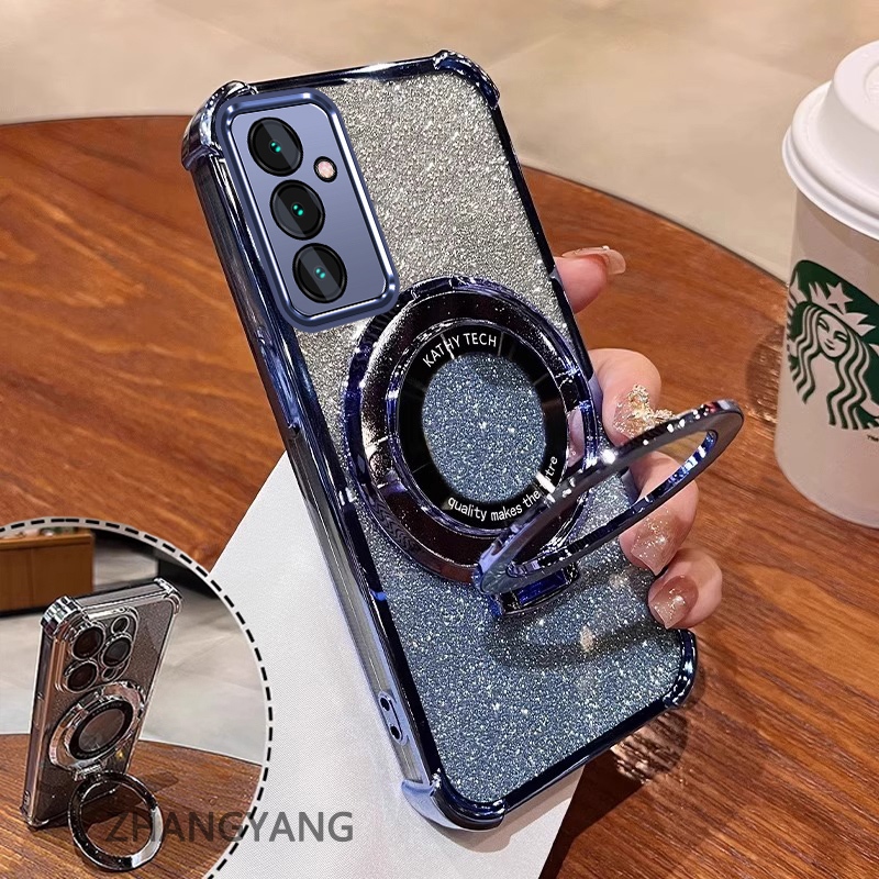 Ốp Lưng Dành Cho Samsung A35 5G A55 5G Mạ Điện Bốn Góc Chống Rơi Ốp Điện Thoại Thẩm Mỹ flash 3D Giá Đỡ Điện Thoại Thiết Kế Mới TPU Mềm