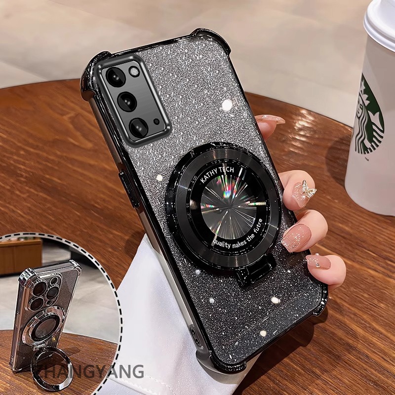 Ốp Lưng Cho Samsung NOTE 20 Mạ Điện Bốn Góc Chống Rơi Vỏ Điện Thoại Thẩm Mỹ flash 3D Giá Đỡ Điện Thoại Thiết Kế Mới TPU Mềm case