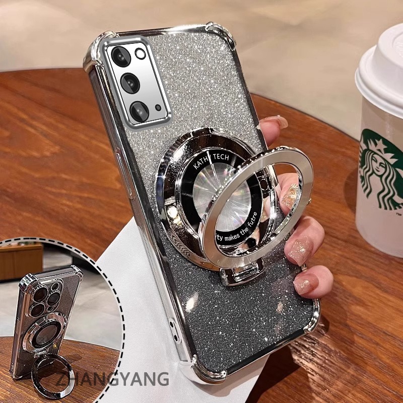 Ốp Lưng Cho Samsung NOTE 20 Mạ Điện Bốn Góc Chống Rơi Vỏ Điện Thoại Thẩm Mỹ flash 3D Giá Đỡ Điện Thoại Thiết Kế Mới TPU Mềm case