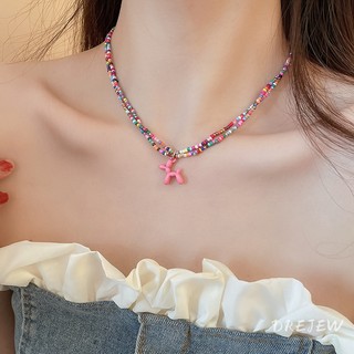 Drejew Thép Titan Mùa Hè Dopamine Cún Con Hạt Cơm Mặt Dây Chuyền Vòng Cổ Ngọt Ngào Tính Khí Xương Đòn Dây Xích Niche Cao Cấp Gợi Cảm Trang Trí Cổ