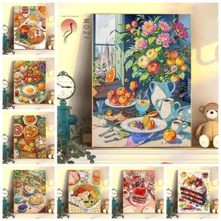 Mozi tranh sơn dầu số hóa 40x50cm/30x40cm, tranh tô màu theo số, tranh sơn dầu số hoá, bộ tô màu theo số