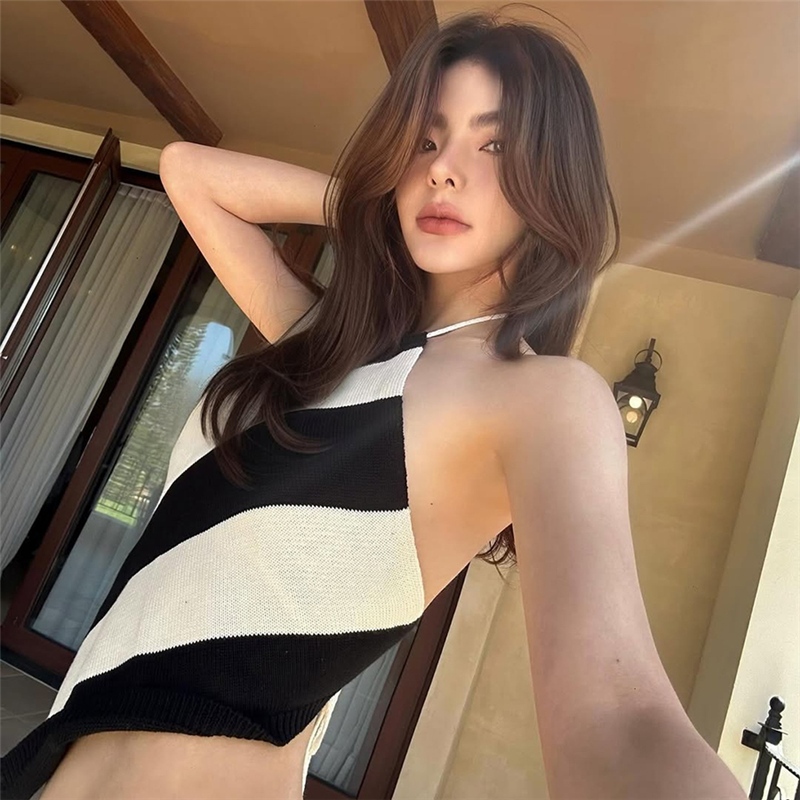 Cutenew Áo Vest Gợi Cảm Lưng Dây Tắt Tay Skinny Cá Tính Niche Nóng Gà Con Nhìn Mỏng Hơn Thời Trang Không Khí Phong Cách Nóng Mới