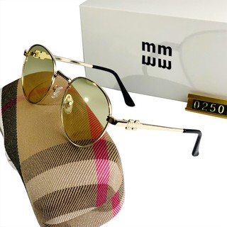 Kính râm cổ điển nam nữ thương hiệu kính râm kim loại tròn dành cho nữ hoạt động du lịch UV bảo vệ