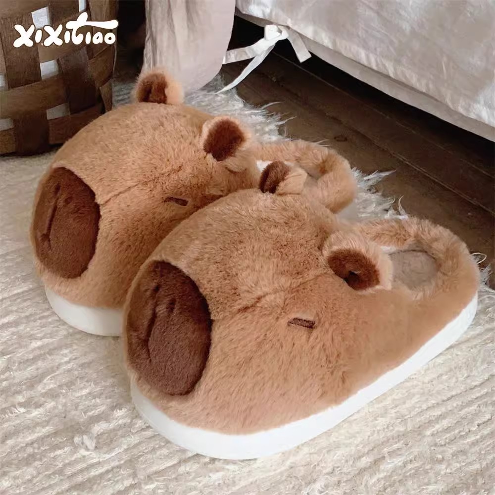 Xixitiao Cotton Dép Kapibara Nam Nữ Nhà Giữ Ấm Plus Nhung Cặp Đôi Dễ Thương