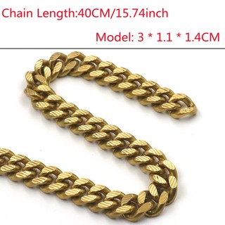 40cm Chịu Lực Chắc Chắn Bằng Đồng Flat Curb Dập Nổi Dây Xích Túi Ví Fob Xích Móc Chìa Khóa DIY