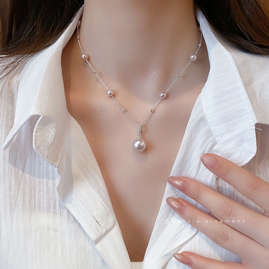 Vòng cổ ngọc trai Pháp với mặt dây chuyền thanh lịch, phù hợp mọi dịp