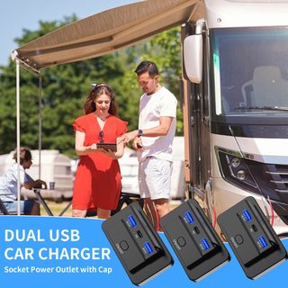 4 cổng 12/24V USB C Outlet Bảng điều khiển Tường gắn trên ổ cắm sạc xe hơi với công tắc nút Phụ kiện xe hơi không thấm nước cho xe buýt RV Truck