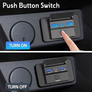 4 cổng 12/24V USB C Outlet Bảng điều khiển Tường gắn trên ổ cắm sạc xe hơi với công tắc nút Phụ kiện xe hơi không thấm nước cho xe buýt RV Truck