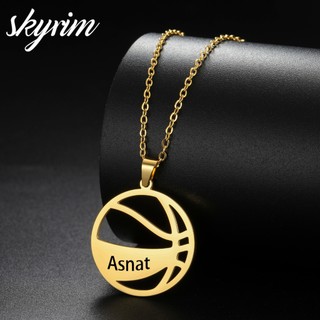 Skyrim Tùy Chỉnh Bóng Rổ Tên Vòng Cổ Cá Tính Titan Thép Không Gỉ Trang Sức Thời Trang