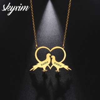 Skyrim Tùy Chỉnh Tên Vòng Cổ Tình Yêu Bồ Câu Mặt Dây Chuyền Cá Tính Titan Thép Không Gỉ Trang Sức Thời Trang Cho Cặp Đôi Bạn Bè