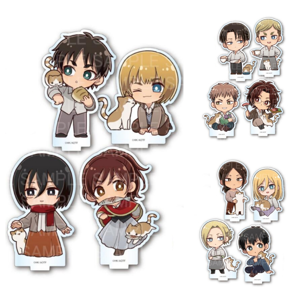 Attack on Titan Mini Acrylic Standee Set - Eren Levi Mikasa Commander Hange Anime Trang Trí Bàn Làm Việc Sưu Tập