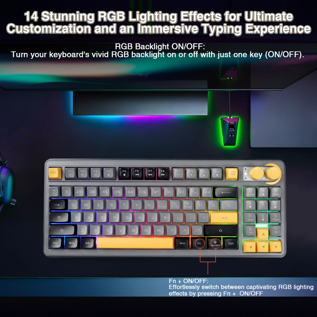 Bàn phím màng không dây SOLAKAKA SK90 90 phím RGB Tri-Mode Bluetooth5.0 / 2.4G / USB-C hỗ trợ có dây Văn phòng Chơi game | BigBuy360 - bigbuy360.vn