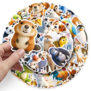 Bộ 50 Hoạt Hình 3D Hoạt Hình Động Vật Dán DIY Đàn Guitar Vali Ván Trượt Laptop Miếng Dán Điện Thoại