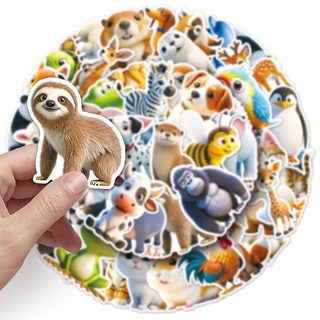 Bộ 50 Hoạt Hình 3D Hoạt Hình Động Vật Dán DIY Đàn Guitar Vali Ván Trượt Laptop Miếng Dán Điện Thoại