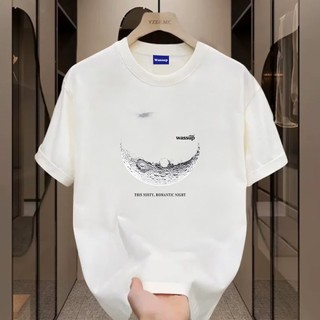 ✨Hàng có sẵn✨ WASSUP Moon-Áo thun nam mới! 100% cotton, thời trang, Unisex