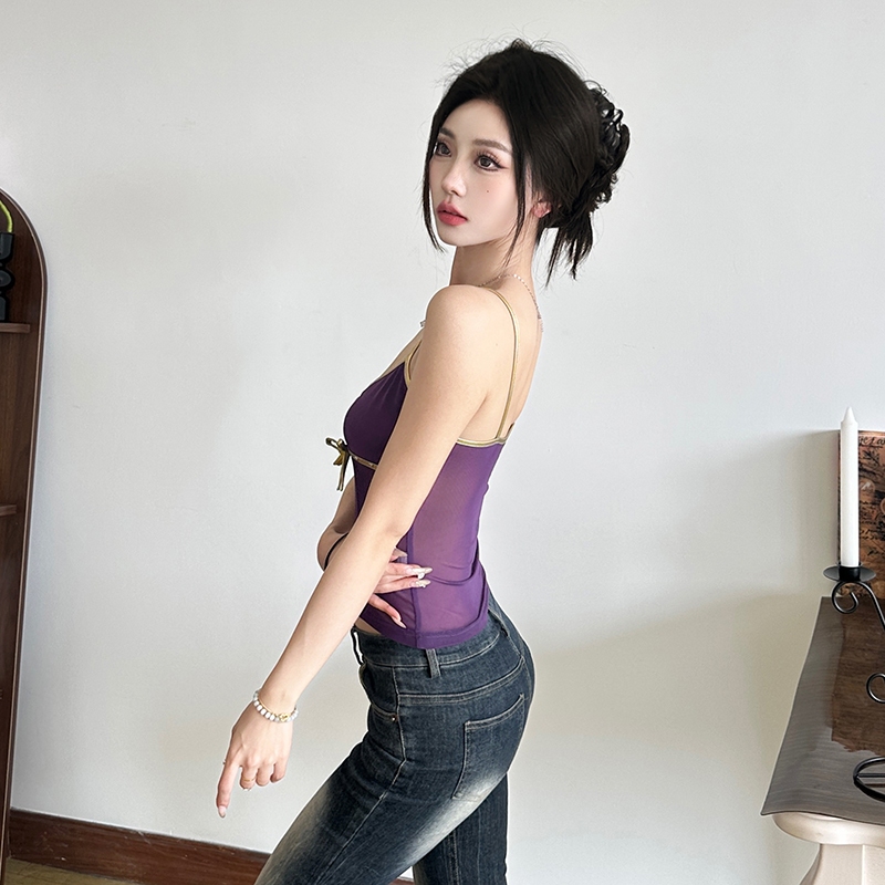Cutenew Áo Vest Gợi Cảm Không Lưng Sling Cổ Chữ V Tắt Tay Skinny Nóng Gà Con Nhìn Mỏng Hơn Cá Tính Niche Thời Trang Không Khí Phong Cách Nóng Mới
