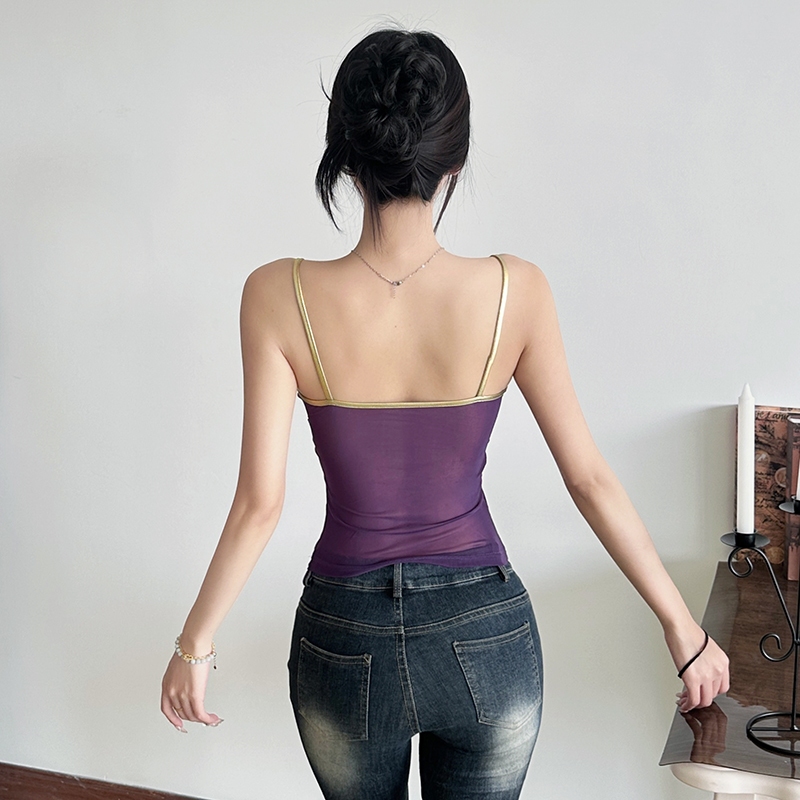 Cutenew Áo Vest Gợi Cảm Không Lưng Sling Cổ Chữ V Tắt Tay Skinny Nóng Gà Con Nhìn Mỏng Hơn Cá Tính Niche Thời Trang Không Khí Phong Cách Nóng Mới