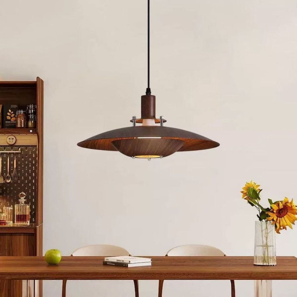 Đèn chùm Bauhaus hậu hiện đại, Đèn treo trang trí bàn ăn màu quả óc chó bằng sắt cổ điển, Đèn treo trang trí phòng ngủ trên đảo nhà bếp