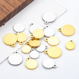 Mặt dây chuyền đĩa nhỏ bằng thép không gỉ được đánh bóng Phụ kiện tự làm với thẻ tròn