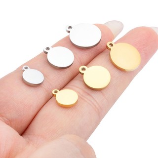 Mặt dây chuyền đĩa nhỏ bằng thép không gỉ được đánh bóng Phụ kiện tự làm với thẻ tròn