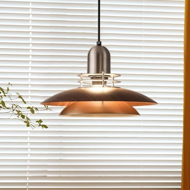 Đèn chùm Bauhaus hậu hiện đại, Đèn treo trang trí bàn ăn màu quả óc chó bằng sắt cổ điển, Đèn treo trang trí phòng ngủ trên đảo nhà bếp