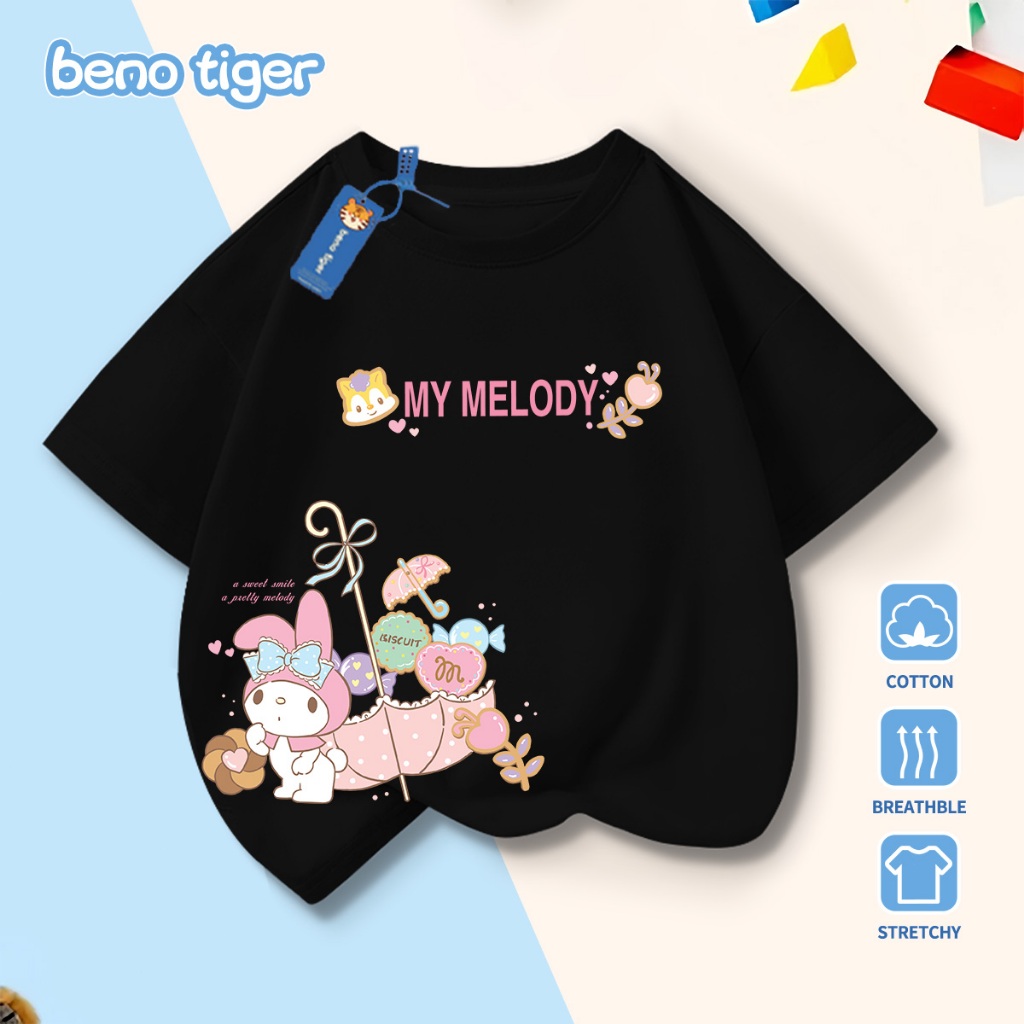 Áo thun bé trai BenoTiger áo phông cộc tay cho bé in hình My Melody chất thun cotton mềm mịn thấm hút mồ hôi