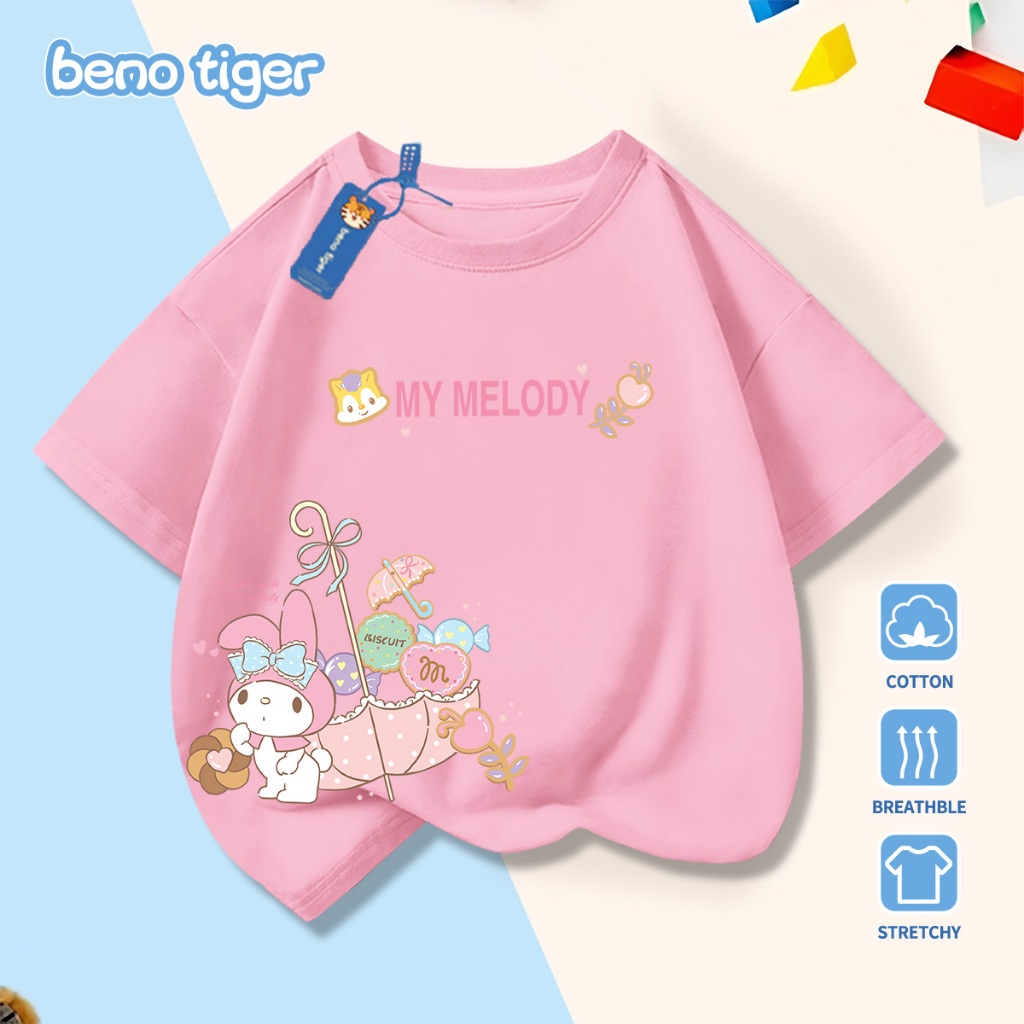 Áo thun bé trai BenoTiger áo phông cộc tay cho bé in hình My Melody chất thun cotton mềm mịn thấm hút mồ hôi