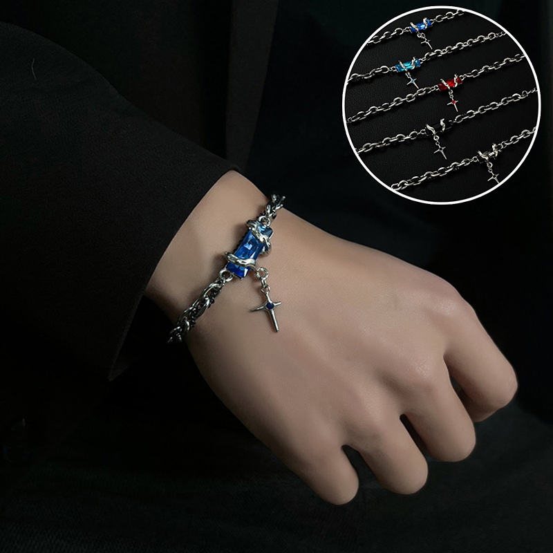 Luimo Retro Đen Zircon Ngôi Sao Vòng Tay Nữ Nam Quà Tặng Xu Hướng Dây Xích Kim Loại Unisex Goth Trang Sức Cặp Đôi Mới Phụ Kiện SBS