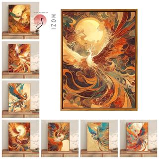 Mozi ✨40×50cm/30×40cm tranh số hóa Phượng Hoàng Đôn Hoàng, tranh sơn dầu tô màu theo số