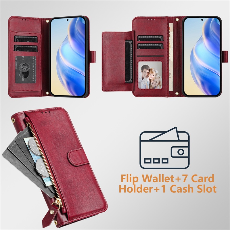 Ốp Lật Cho Honor 80 GT 90 100 200 Smart Pro 300 Ultra 400 Lite 5G Ví Da Mờ Bao Khe Cắm Thẻ Túi Đựng Dây Kéo Vỏ