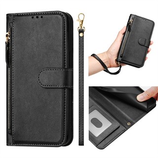 Ốp Lật Cho Tecno Camon 12 19 20 30 Premier 40 Pro Pova 6 Neo 4G 5G Ví Da Mờ Bao Khe Cắm Thẻ Túi Đựng Dây Kéo Vỏ