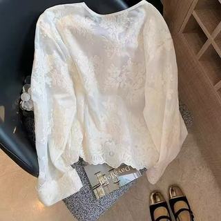 Áo sơ mi dài tay thêu ren phong cách Hàn Quốc dành cho nữ