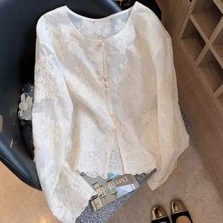 Áo sơ mi dài tay thêu ren phong cách Hàn Quốc dành cho nữ