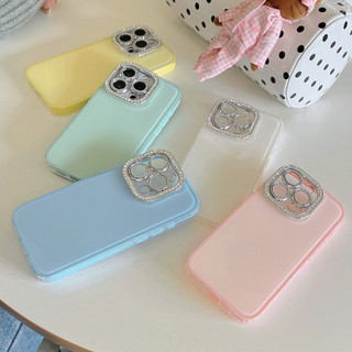 Kim Cương Lấp Lánh Bảo Vệ Ống Kính Phim 2 Trong 1 Silicon Ốp Lưng Điện Thoại iPhone 16Promax 12 13 14 15 Pro Max 15Plus 11 Chống Sốc Nữ Điện Thoại Di Động