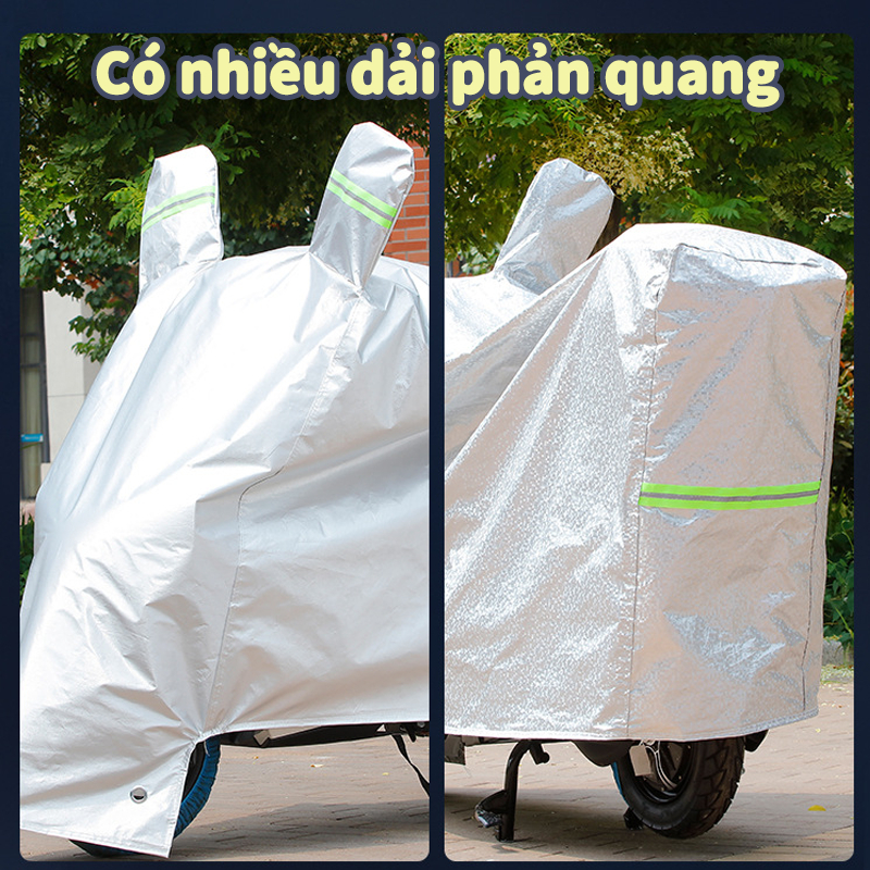 Bạt Phủ Xe Máy，Túi giao hàng，Được làm bằng lá nhôm dày，Bảo vệ xe máy của bạn khỏi ánh sáng mặt trời, nước, chim, cây cối, bụi bẩn，Thích hợp cho xe máy /đồ độ xe điện，Vật tư xe máy được sử dụng