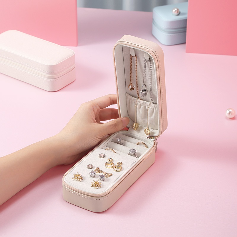 Casegrace Hộp Trang Sức Phụ Kiện Bảo Quản Có Dây Kéo, Ngăn Nhẫn, Vòng Cổ