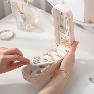 Casegrace Hộp Trang Sức Phụ Kiện Bảo Quản Có Dây Kéo, Ngăn Nhẫn, Vòng Cổ