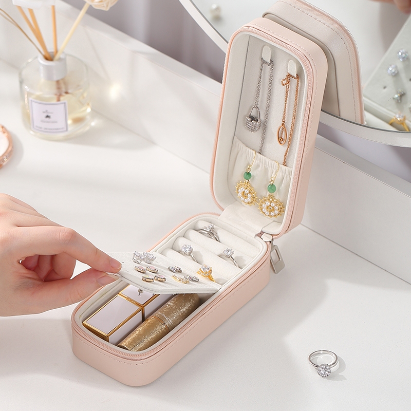 Casegrace Hộp Trang Sức Phụ Kiện Bảo Quản Có Dây Kéo, Ngăn Nhẫn, Vòng Cổ