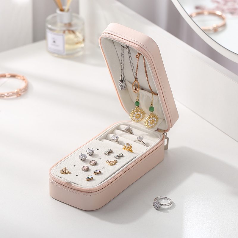 Casegrace Hộp Trang Sức Phụ Kiện Bảo Quản Có Dây Kéo, Ngăn Nhẫn, Vòng Cổ