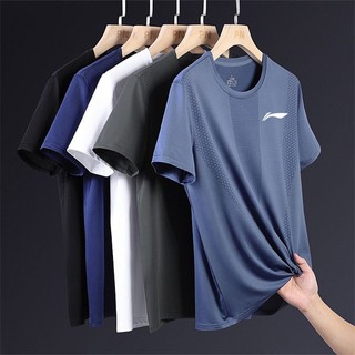 Áo thun thể thao Li Ning nhanh khô mùa hè, rộng rãi, ngắn tay, cổ tròn, size lớn, thoải mái, đa năng, cảm giác mát, dùng cho chạy bộ/cầu lông