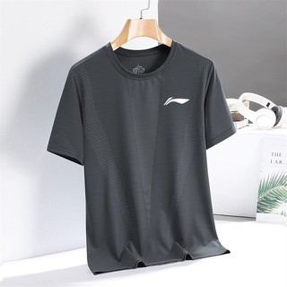 Áo thun thể thao Li Ning nhanh khô mùa hè, rộng rãi, ngắn tay, cổ tròn, size lớn, thoải mái, đa năng, cảm giác mát, dùng cho chạy bộ/cầu lông