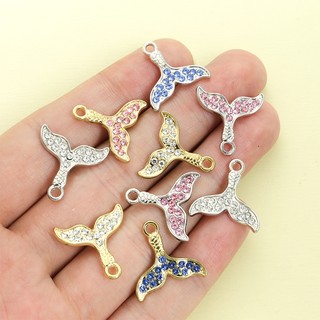 10 chiếc 3 màu Kim cương giả dát đuôi nàng tiên cá quyến rũ mùa hè Phong cách sáng bóng Chuỗi xương đòn Vòng cổ Bông tai Vòng chân Vòng chân Mặt dây chuyền đuôi cá DIY - Vật phẩm thời trang cho kỳ nghỉ đi biển