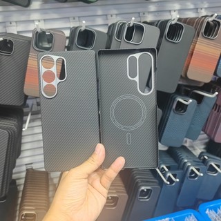 Ốp Điện Thoại Sợi Carbon Aramid Từ Tính 600D Cho Samsung Galaxy S25 S24 Siêu Kim Loại Len Chống Sốc Bảo Vệ Ốp Lưng Vỏ