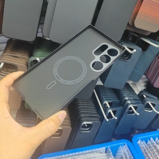 Ốp Điện Thoại Sợi Carbon Aramid Từ Tính 600D Cho Samsung Galaxy S25 S24 Siêu Kim Loại Len Chống Sốc Bảo Vệ Ốp Lưng Vỏ